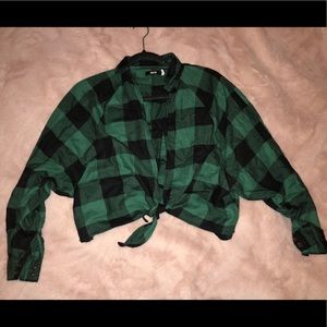 Emerald Green and Black checkered tie top